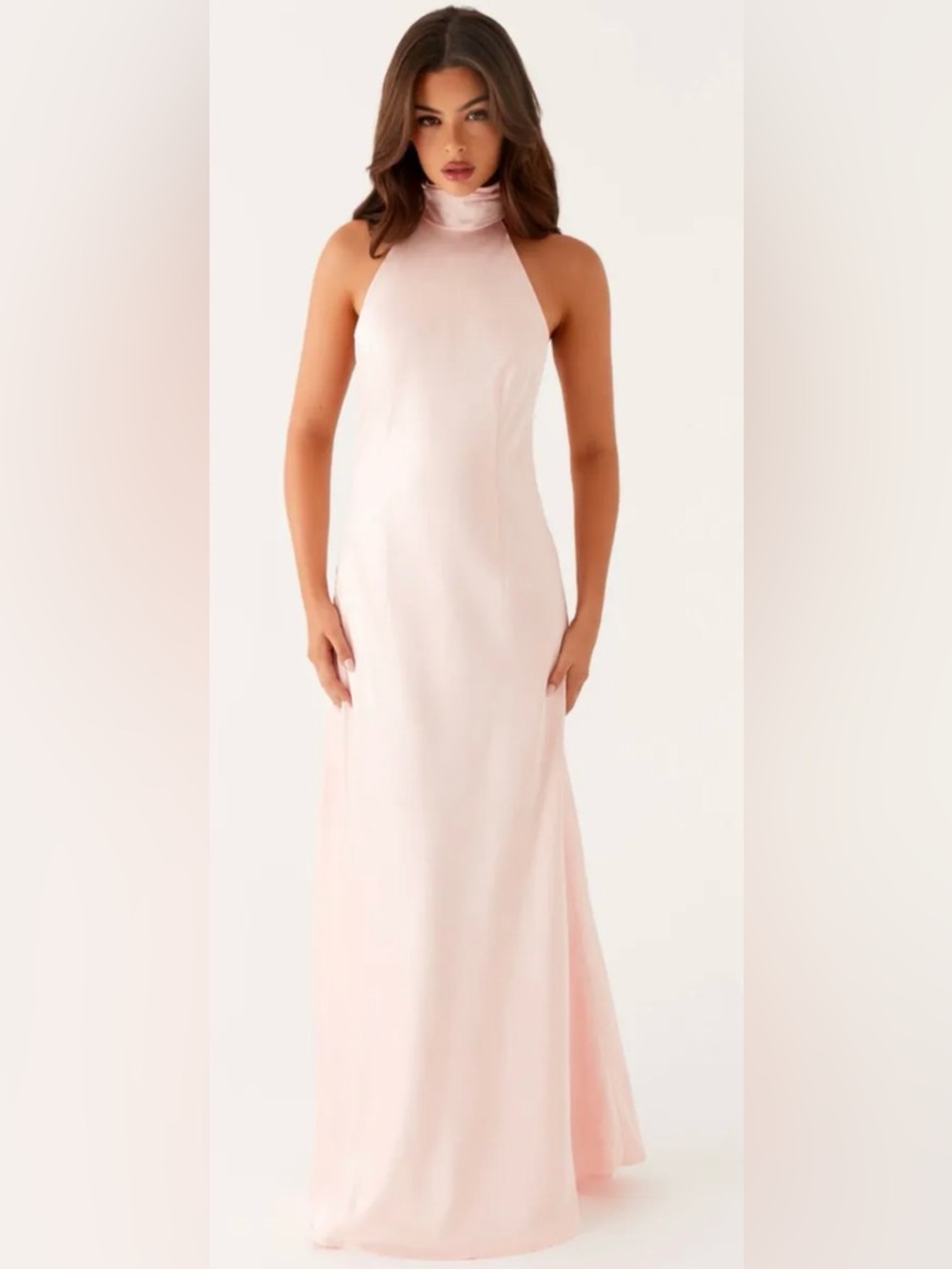 Peppermayo Elegant Blush Halter Neck Maxi Dress